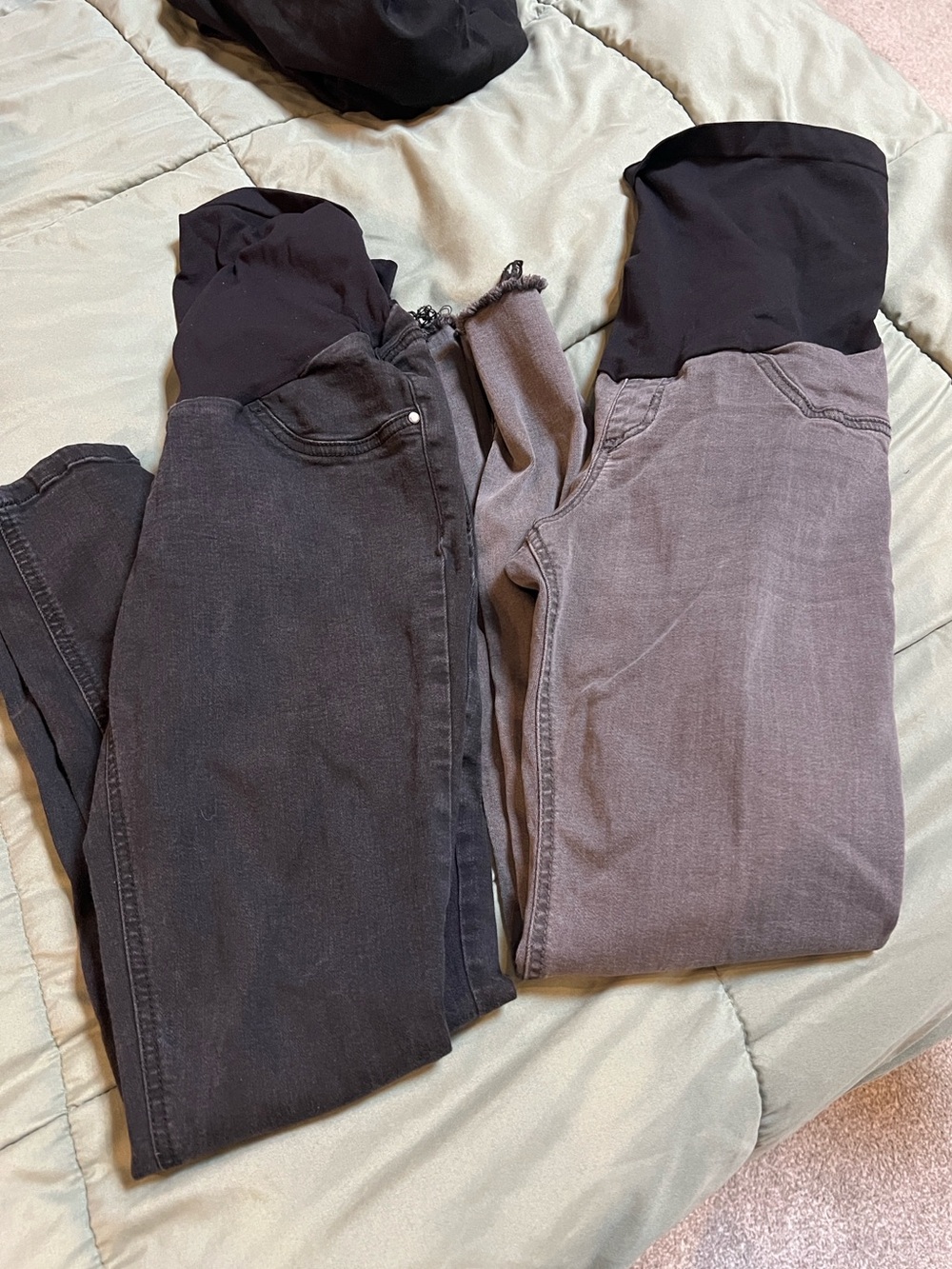 Indigo Blue Maternity Skinny Jeans with Black Waistband - Black & Gray